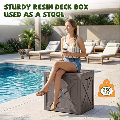 40 Gallon Waterproof Resin Deck Box, Outdoor Lockable Toy Storage Box Container - Image 4