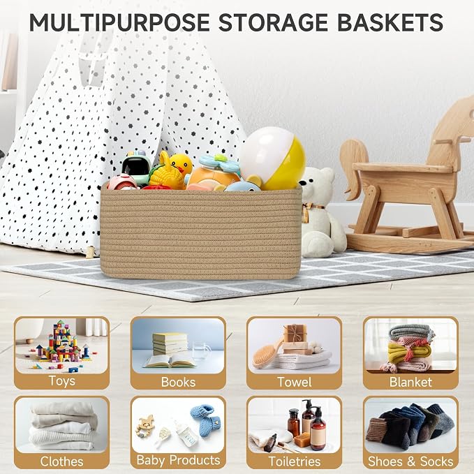 3-Pack Storage Baskets for Organizing | Woven Shelf Toy Basket | Rope Baskets - Image 6