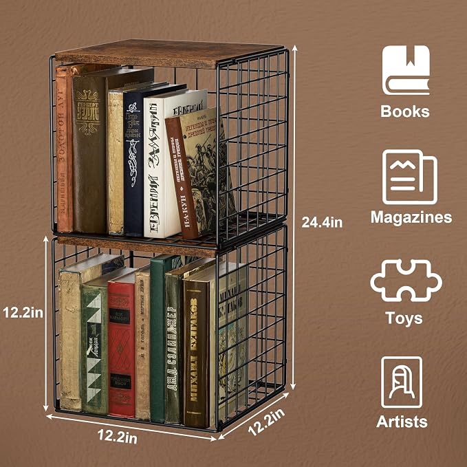 Dmevkic 2 Cube DIY Stackable Small Bookcase, Bookshelf - Image 2