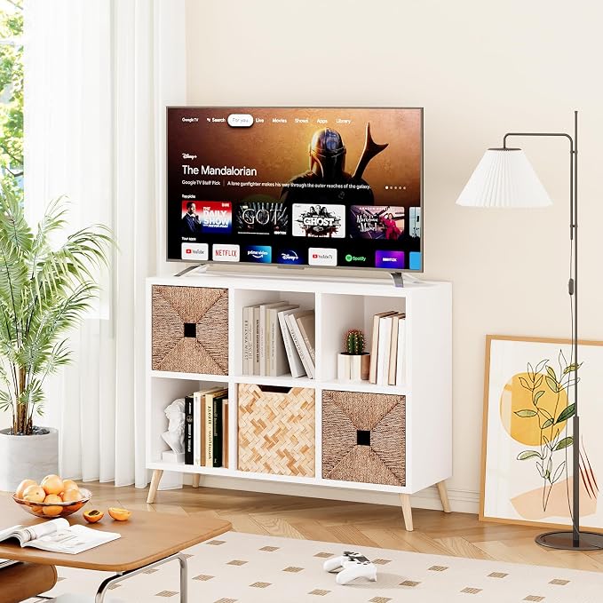 6 Cube Storage Organizer, Wood Bookcase - Image 2