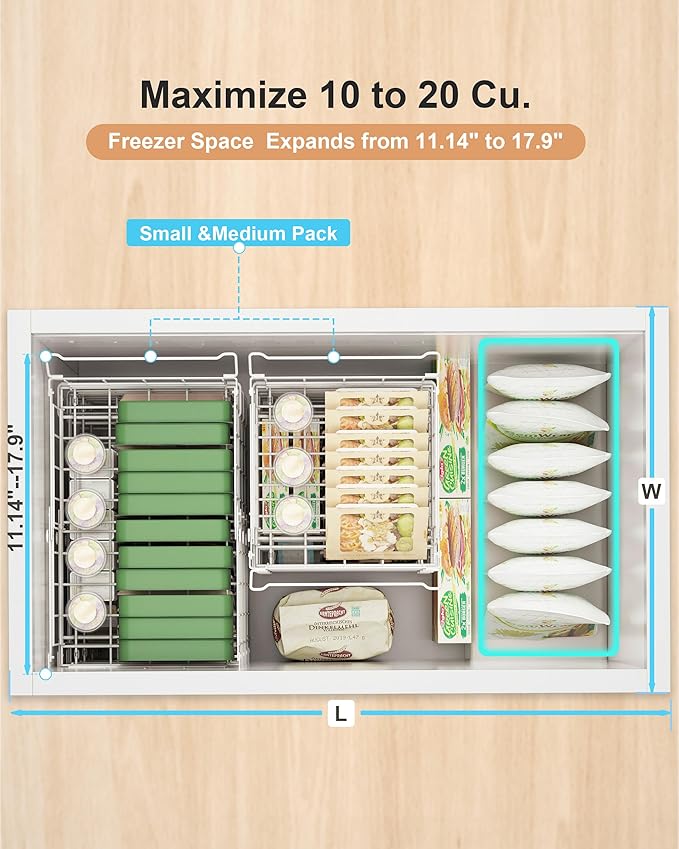 UMDONX 4 Pack Expandable Freezer Organizer Bins Large Freezer organizer Bins - Image 4