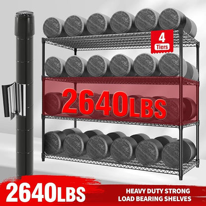 4-Tiers Storage Shelves 73" H Heavy Duty Metal Shelving - Image 3