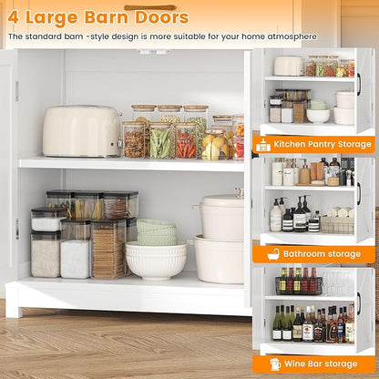 Saudism 70" Tall Farmhouse Kitchen Pantry Cabinet, Wooden Storage Cupboard - Image 4