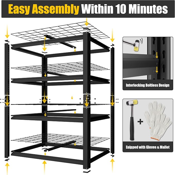 PrimeZone Heavy Duty Garage Shelving 2200 LBS 4 Tier Heavy Duty Storage Shelves - Image 5