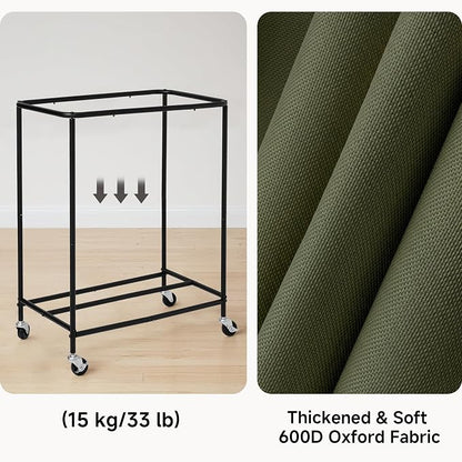 StorageWorks Laundry Hamper 2 Section, 100L Rolling Laundry Sorter Cart - Image 5