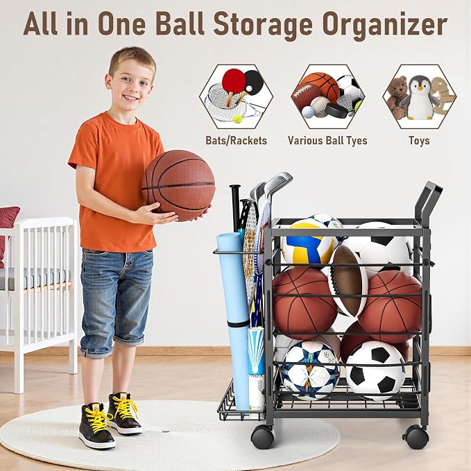 Sports Equipment Garage Organizer, Garage Ball Storage Rack - Image 2
