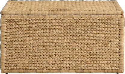 eHemco Water Hyacinth Blanket Storage Trunk, 2 Safety Hinges, Wicker Decorative - Image 8