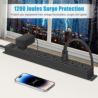 HHSOET Magnetic Mount Power Strip, 8 Outlet Mountable Socket, Metal Heavy Duty - Image 7