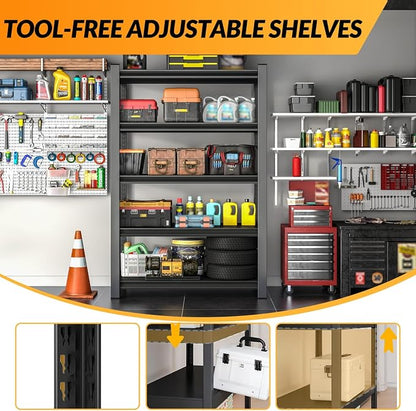 BESFUR 5-Tier Garage Storage Shelves, Heavy Duty Metal Storage Shelving - Image 4