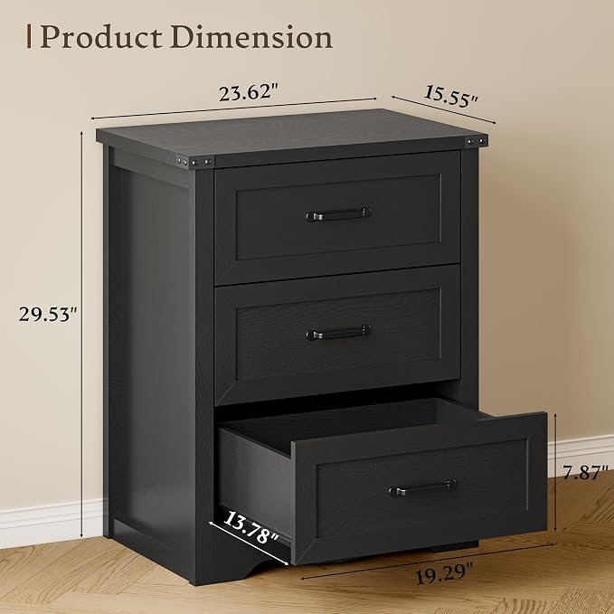 3-Drawer Dresser for Bedroom, Small Wooden Chest of Drawers - Image 2