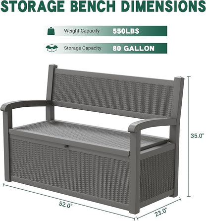 80 Gallon Outdoor Storage Box, Resin Patio Furniture - Image 2