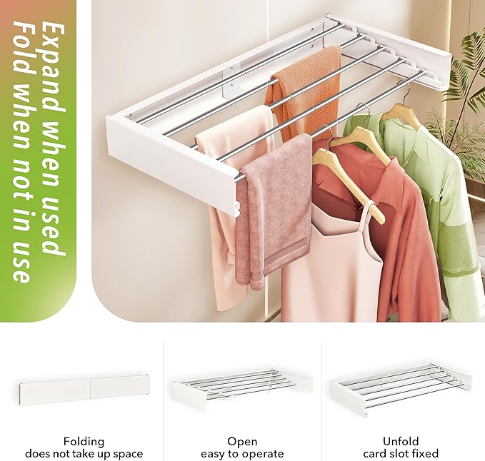 Wall Mounted Clothes Drying Rack 32 inches, Foldbale Laundry Drying Rack Wall - Image 4