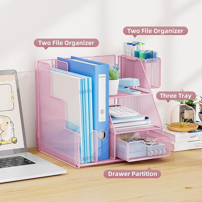 Marbrasse Desk Organizer and Accessories, 3-Tier File Organizer - Image 3