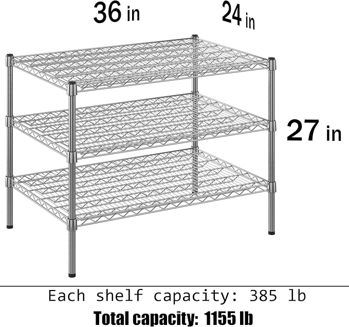 24" Deep x 36" Wide x 27" Height Wire Shelving Kit | 3-Tier | NSF Commercial - Image 3