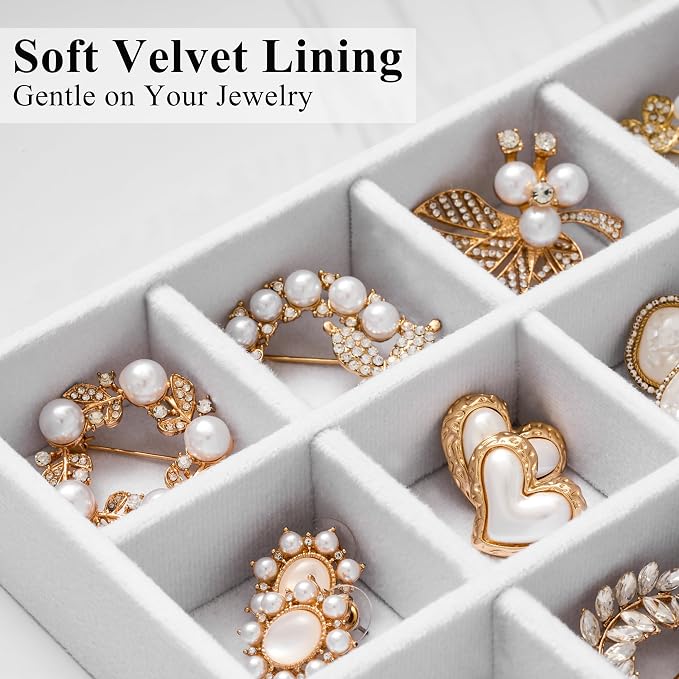 Velvet Jewelry Drawer Organizer Trays – Large White Stackable Jewelry Storage - Image 3