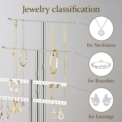 pickpiff Silver Jewelry Stand Holder Organizer: 14.5" Sturdy Hanger - Image 2