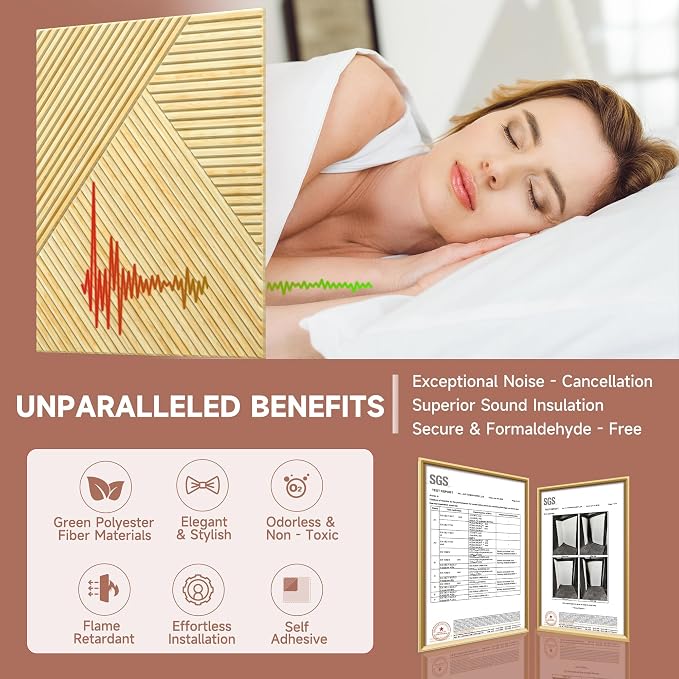 TO-TH Acoustic Wall Panels, 6 Pack Total Size 72 x 48 Inches, Self-Adhesive - Image 3