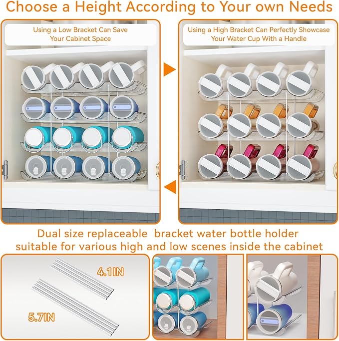 Yieach 3 Tier Stackable Water Bottle Organizer - Image 3