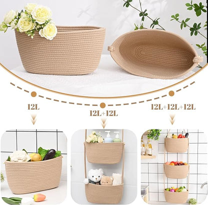 Hanging Basket, 3-Tier Woven Wall Basket - Image 5