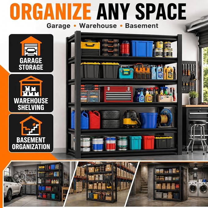 SAWJEC 48" W x 18" D x 82.5" H Tall Heavy Duty 6 Tier Garage Shelving | 3000 - Image 3