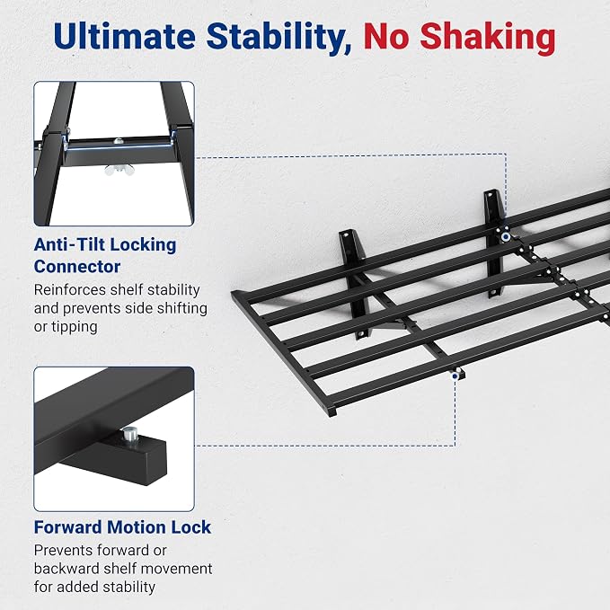 FLEXIMOUNTS 4-Pack 2x6ft Heavy Duty Garage Wall Shelving, 800lbs Capacity - Image 6