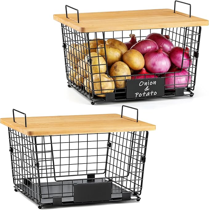 2 Set XXL Stackable Wire Basket by AOZITA