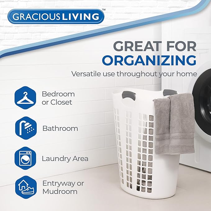 Gracious Living Laundry Basket, Easy Carry Flex Collapsible Hamper, 87.5 Liters - Image 4