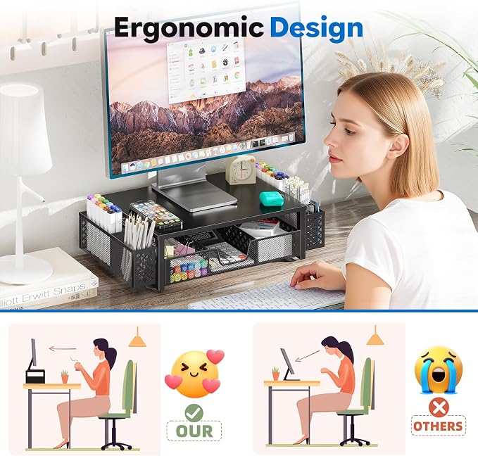Simple Trending Desk Organizer and Accessories, 2-Tier Computer Monitor Stand - Image 4