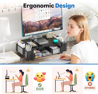 Simple Trending Desk Organizer and Accessories, 2-Tier Computer Monitor Stand - Image 4