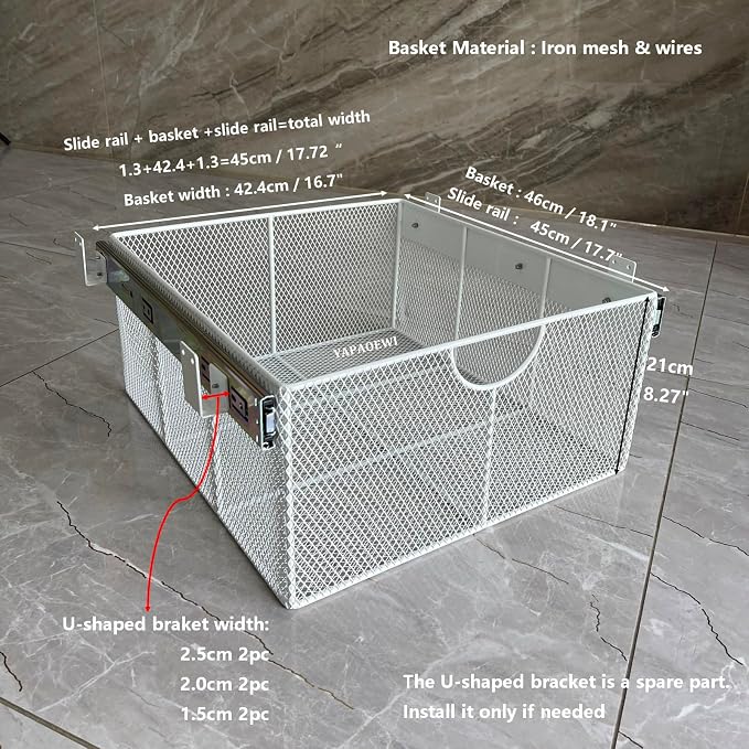 Pull Out Closet Drawer for Clothes | Sliding Wire Basket for Wardrobe Cabinets - Image 2