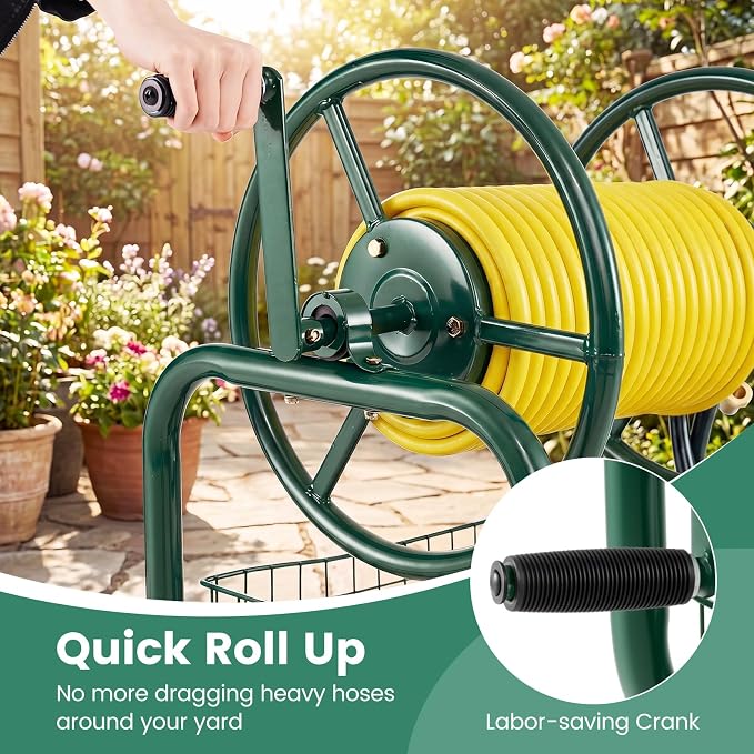 Goplus Garden Hose Reel Cart, 300ft 5/8" or 350ft of 1/2" Large Capacity - Image 6