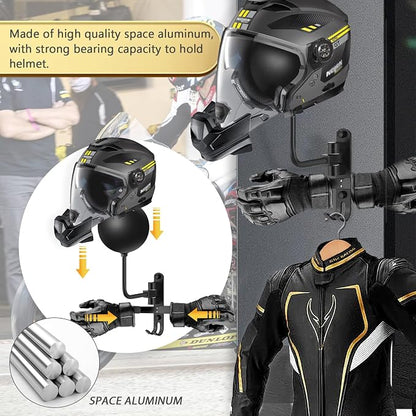 Kikerike Motorcycle Helmet Rack Wall Mount 180 Degree Rotation Metal Bike - Image 5