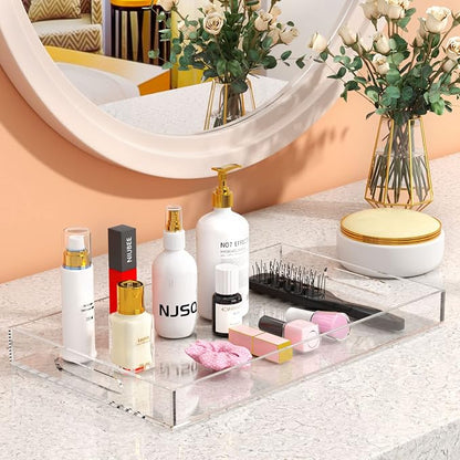 NIUBEE Acrylic Serving Tray 12x20 Inches -Spill Proof- Clear Decorative Tray - Image 6