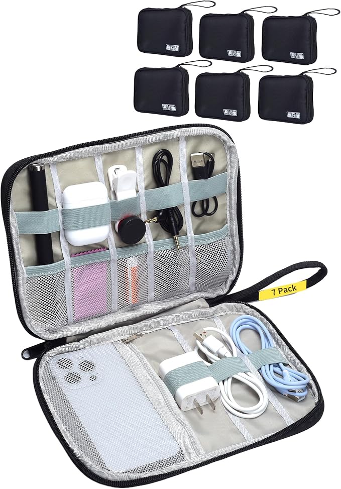 Travel Cable Organizer Pouch Electronic Accessories Carry Case | 7 Pack by Unknown