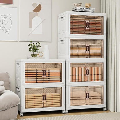 Storage Bins with Lids and Wheels, Collapsible Bathroom Storage Cabinet with - Image 7