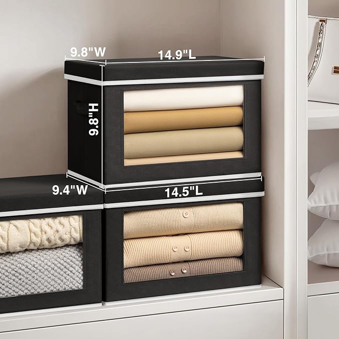 Homsorout Storage Boxes with Lids, Collapsible Storage Bins with Handles - Image 2