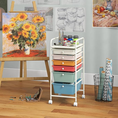 Giantex 6 Storage Drawer Cart Rolling Organizer Cart - Image 8