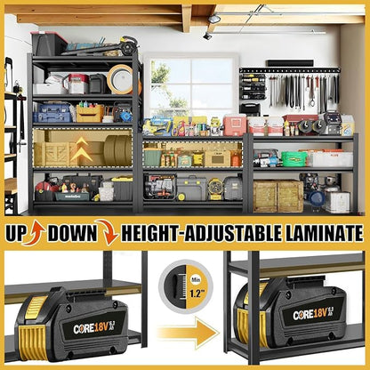 78''H*46W'' Garage Shelving Units Adjustable Heavy Duty 5-Tier Garage Storage - Image 6