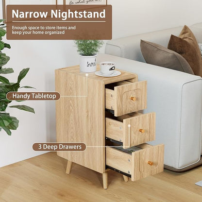 Small Nightstand Set of 2, Narrow Nightstand Slim Couch Side Table - Image 4