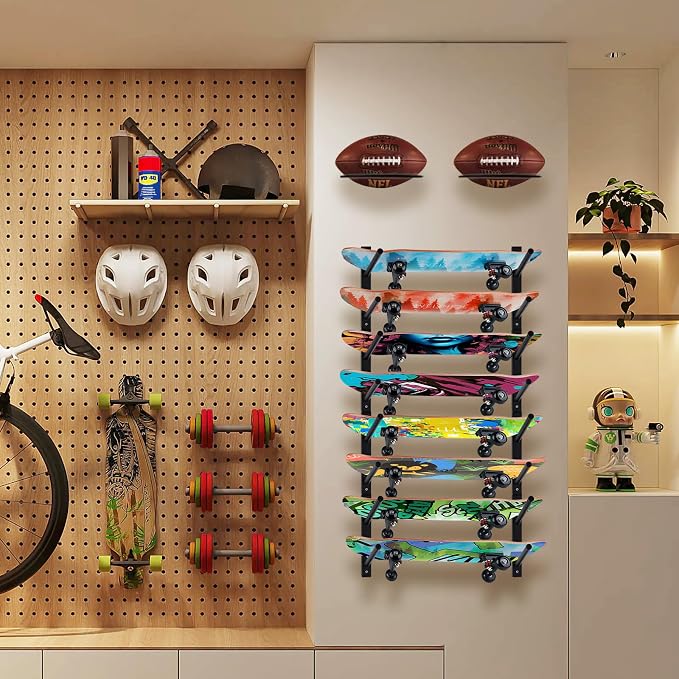 BiJun Skateboard Wall Mount, Snowboard Wall Mount Display, Horizontal Ski Wall - Image 3