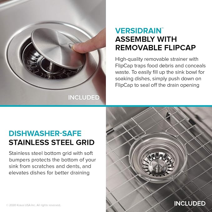 KRAUS Dex 17-inch Undermount 16 Gauge Stainless Steel Single Bowl Kitchen Sink - Image 8