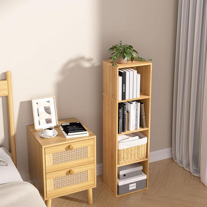 4-Tier Wooden Cube Storage Organizer, 42 Inch Tall Bookcase & Display Shelf - Image 8