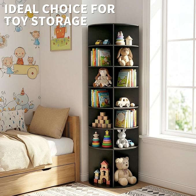 Karl home Black 7 Tier 360° Rotating Shoe Rack Tower, Spinning Shoe Display | - Image 6