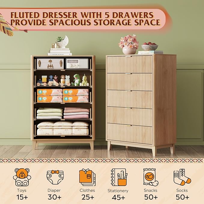 WLIVE Fluted Dresser for Bedroom - Image 4