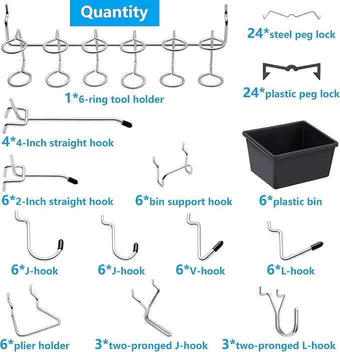 Pegboard Hooks Assortment, for Organizing Various Tools, - Image 2