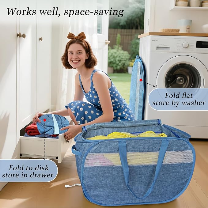 Upgraded 100L Extra Large Mesh Pop Up Laundry Hamper - Image 4