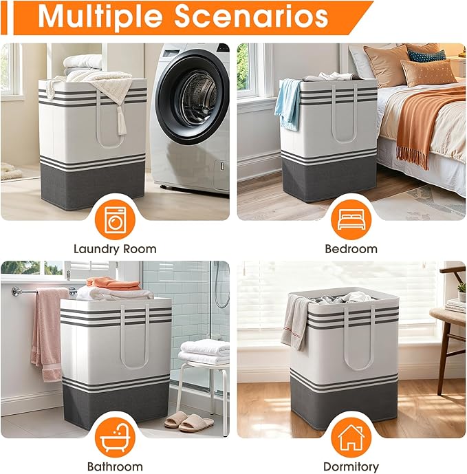 3 Pack Large Laundry Baskets, Laundry Hampers, Freestanding Waterproof - Image 7