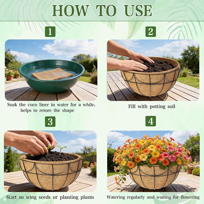4 Pack 12 Inch Coco Liners for Hanging Baskets - Image 6