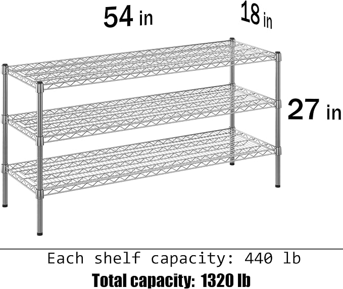 18" Deep x 54" Wide x 27" Height Wire Shelving Kit | 3-Tier | NSF Commercial - Image 3