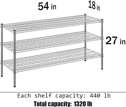 18" Deep x 54" Wide x 27" Height Wire Shelving Kit | 3-Tier | NSF Commercial - Image 3